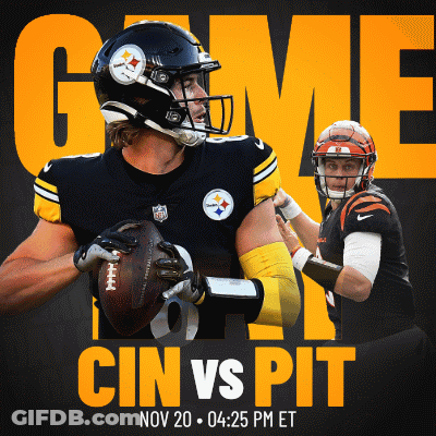 A Poster For A Football Game Between The Steelers And The Cincinnati Bengals GIF