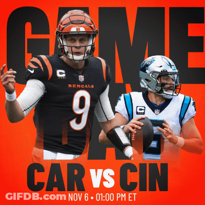 A Poster For A Game Between The Bengals And The Carolina Panthers GIF