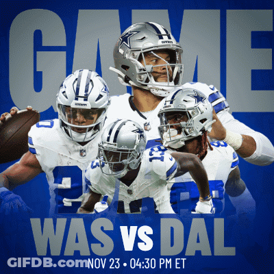 A Poster For A Game Between The Dallas Cowboys And The Denver Broncos GIF