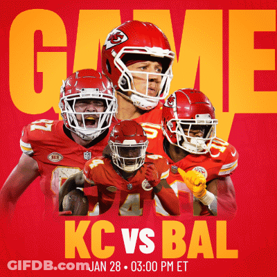 A Poster For A Game Between The Kansas City Chiefs And The Baltimore Ravens GIF