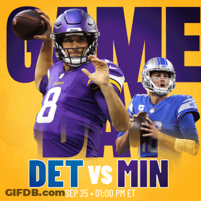 A Poster For A Game Between The Vikings And The Detroit Lions GIF