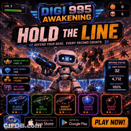 A Poster For A Game Called Digi 995 Awakening GIF
