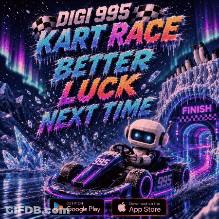 A Poster For A Game Called Digi 995 Kart Race GIF