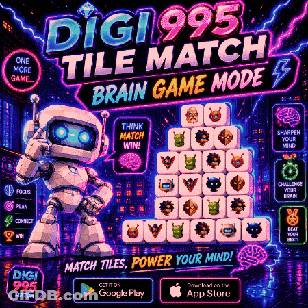 A Poster For A Game Called Digi995 Tile Match Brain Game Mode GIF