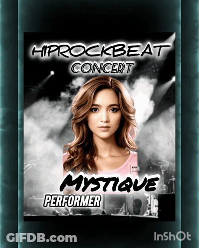 A Poster For A Hiprockbeat Concert With Mystique Performer GIF