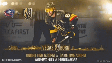 A Poster For A Hockey Game Between The Vegas Golden Knights And The Blue Jays GIF
