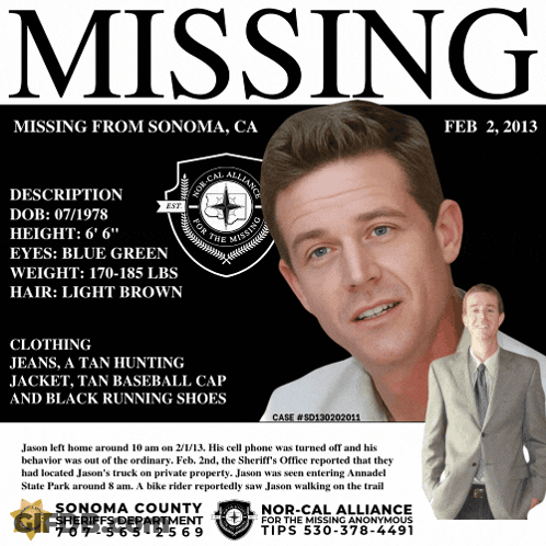 A Poster For A Man Missing From Sonoma County GIF