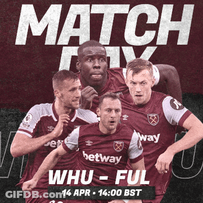 A Poster For A Match Between Whu And Ful On April 14 GIF