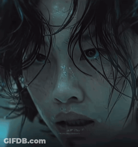 A Poster For A Movie Called But I Think I Lost It Features A Woman With Wet Hair GIF