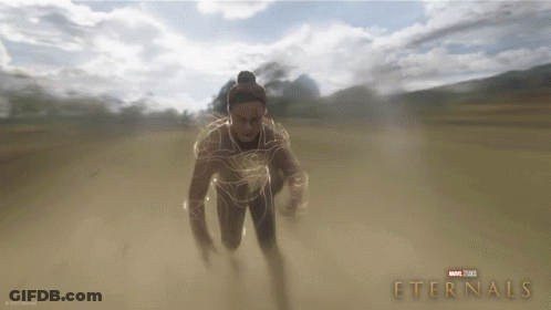 A Poster For A Movie Called Eternal Shows A Woman Running In The Desert GIF