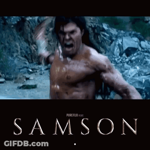 A Poster For A Movie Called Samson With A Naked Man On It GIF