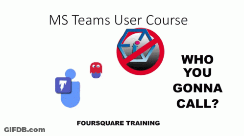 A Poster For A Ms Teams User Course With A Pac Man Icon GIF