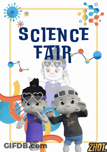 A Poster For A Science Fair With Two Characters GIF