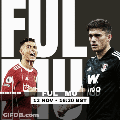A Poster For A Soccer Game Between Fulham And Man United GIF
