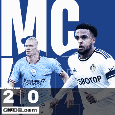 A Poster For A Soccer Game Between Mc And Lee With Two Players On It GIF