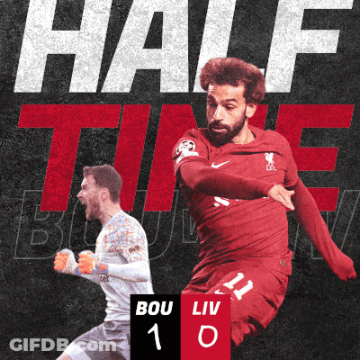 A Poster For A Soccer Game That Says Half Time Bou Liv GIF