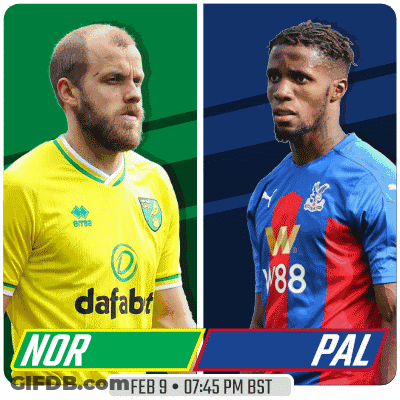 A Poster For A Soccer Match Between Nor And Pal On Feb 9 At 7:45 Pm Bst GIF