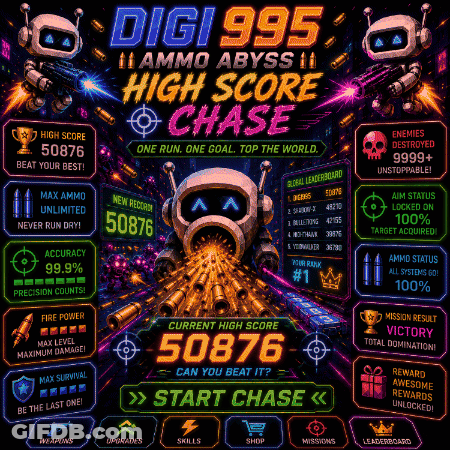 A Poster For A Video Game Called Digi 995 High Score Chase GIF
