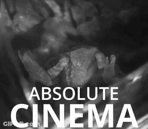 A Poster For Absolute Cinema Shows A Black And White Photo GIF