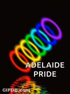 A Poster For Adelaide Pride Shows A Rainbow Colored Slinky GIF