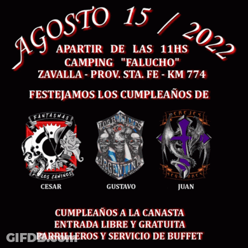 A Poster For Agosto 15 2022 With Logos For Cesar Gustavo And Juan On It GIF