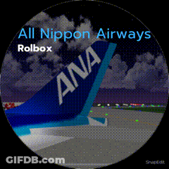 A Poster For All Nippon Airways Showing An Ana Plane GIF