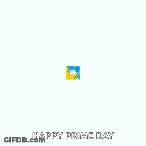 A Poster For Amazon Prime Sale With A Blue And Yellow Background GIF