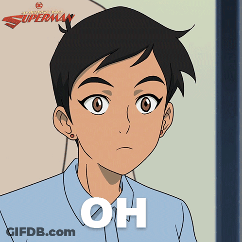 A Poster For An Adventure With Superman Shows A Girl With A Serious Look On Her Face GIF