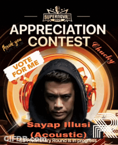 A Poster For An Appreciation Contest With A Man In A Hoodie GIF