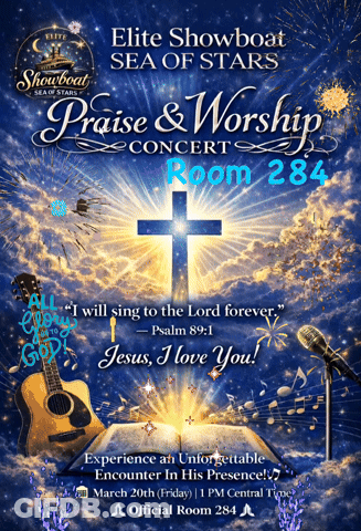A Poster For An Elite Showboat Sea Of Stars Praise & Worship Concert GIF