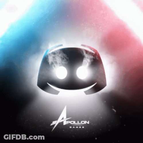 A Poster For Apollo Games Shows A Smiling Face With Smoke Coming Out Of It GIF