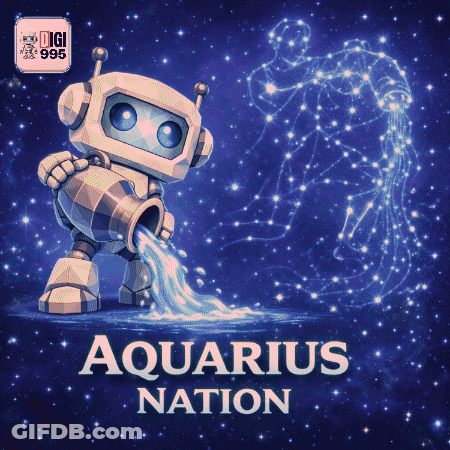 A Poster For Aquarius Nation With A Robot Pouring Water From A Pitcher GIF