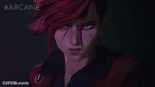 A Poster For Arcane Shows A Woman With Red Hair And The Words Make Me GIF