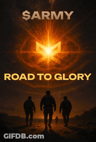 A Poster For Army Road To Glory Shows Three Soldiers GIF