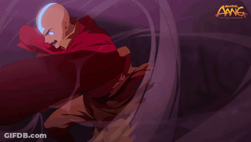 A Poster For Avatar The Last Airbender Shows A Bald Man With Blue Eyes GIF