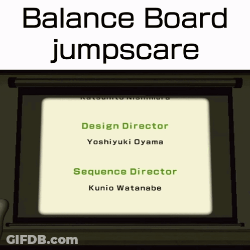 A Poster For Balance Board Jumpscare Shows A Projector Screen GIF