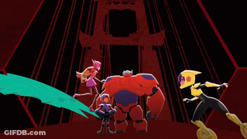 A Poster For Big Hero 6 The Series Shows A Group Of Characters GIF