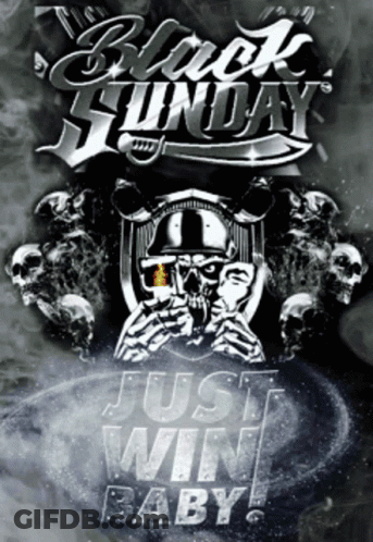 A Poster For Black Sunday Shows A Skeleton Holding A Lighter GIF