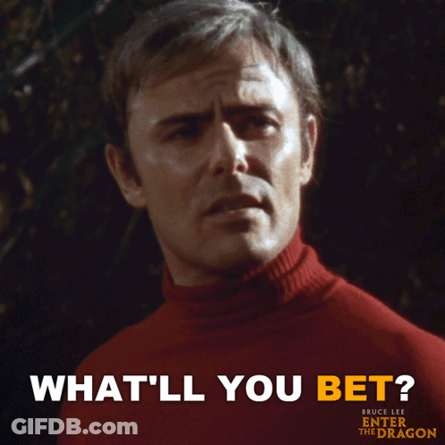 A Poster For Bruce Lee 'S Enter The Dragon Features A Man In A Red Turtleneck GIF
