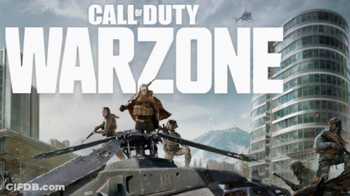 A Poster For Call Of Duty Warzone With Soldiers On A Tank GIF