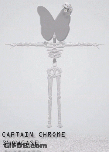 A Poster For Captain Chrome Showcase With A Skeleton GIF