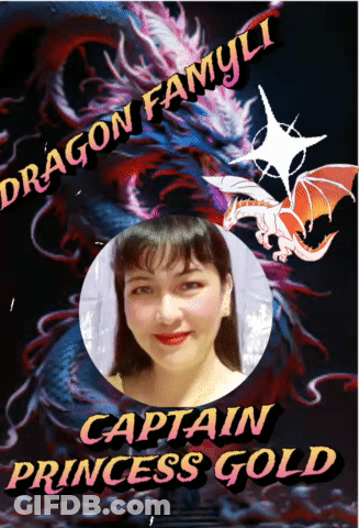 A Poster For Captain Princess Gold Shows A Woman In A Circle With A Dragon In The Background GIF