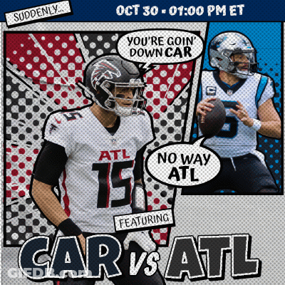 A Poster For Car Vs Atl Shows Two Football Players GIF
