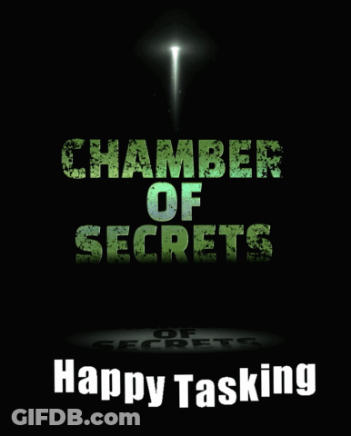 A Poster For Chamber Of Secrets Has A Light Shining On It GIF