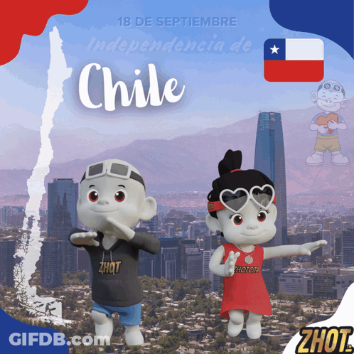 A Poster For Chile Shows A Boy And Girl GIF