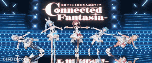 A Poster For Connected Fantasia Shows A Group Of Anime Characters GIF
