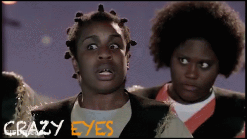 A Poster For Crazy Eyes Shows A Man And Woman GIF