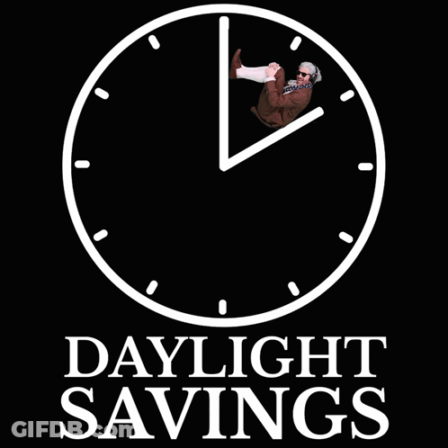 A Poster For Daylight Savings With A Clock GIF
