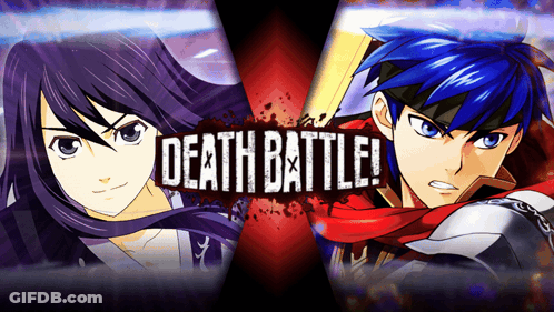 A Poster For Death Battle Shows Two Anime Characters GIF