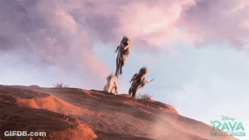 Disney Raya The Last Dragon Animals Running Down Hill GIF